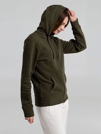 Толстовка на молнии с капюшоном унисекс King, хаки, размер XS