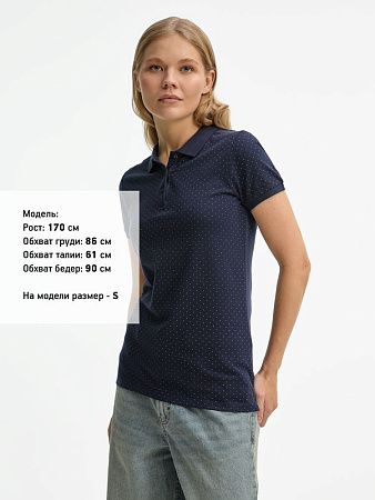 Рубашка поло женская Brandy Women, темно-синяя с белым, размер L