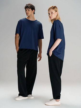 Футболка оверсайз унисекс Vozduh, темно-синяя, размер XL/2XL