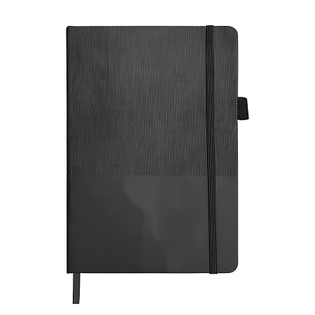 Блокнот А5 Burnie, в твердой обложке c резинкой и петлей для ручки в линейку, черный