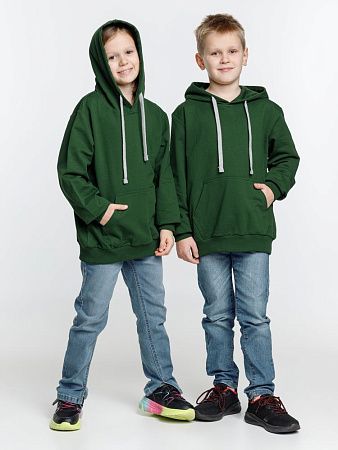Толстовка с капюшоном детская Kirenga Kids, темно-зеленая, размер 14 лет (154-164 см)