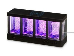 Часы с LED-подсветкой и беспроводной зарядкой «Cyber», 10 Вт, цвет: черный