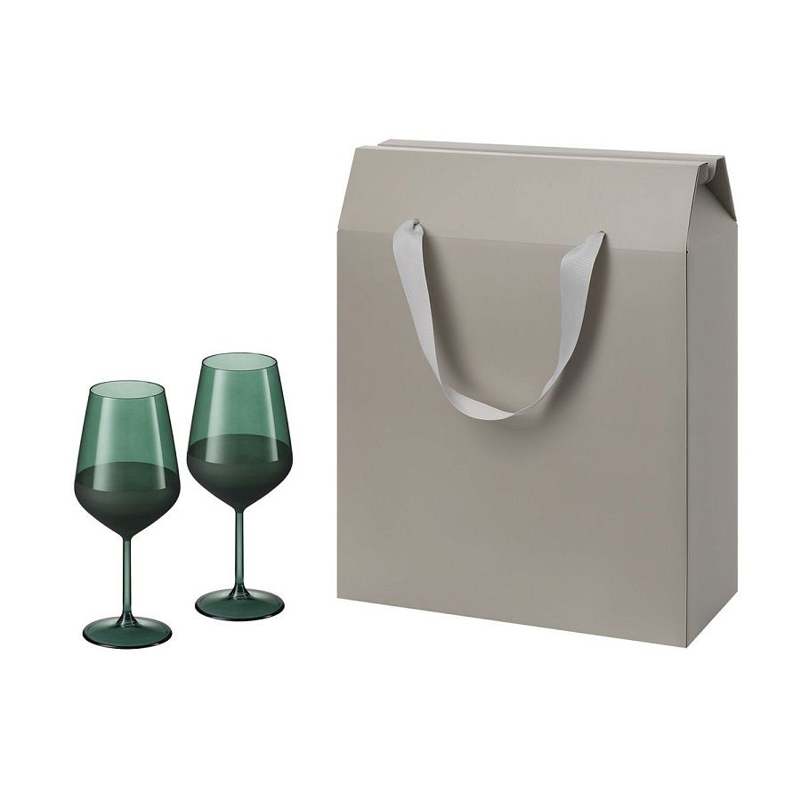 Подарочный набор 2 бокала для вина Эмеральд (Emerald) в большом подарочном пакете