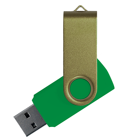 Флеш накопитель USB 2.0 Twister Сolor Mix 16GB, пластик Софт Тач/металл, зеленый/оливковый