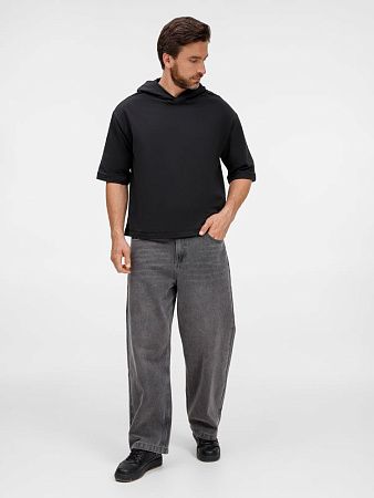 Футболка оверсайз унисекс с капюшоном Neofit, черная, размер M/L