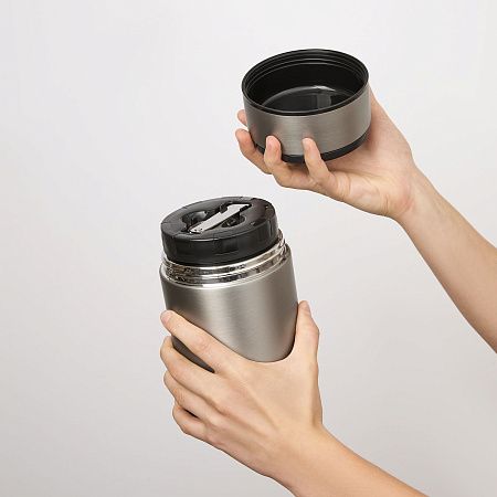 Термос для еды Bento, серебряный