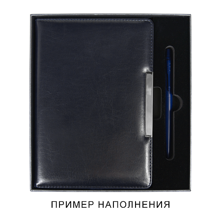 Коробка подарочная, размер  203*220*30 мм,  Solution Gift Linen  для ежедневника и ручки, антрацит (темное серебро)