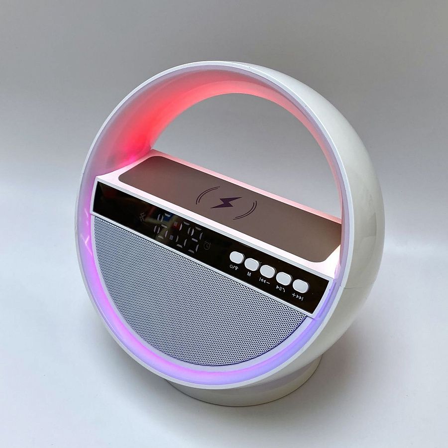 Bluetooth колонка "Smart Orb" 5Вт с беспроводным (15W) ЗУ, лампой, часами, FM радио