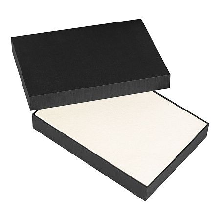 Коробка подарочная, размер 24*17,5*3 см, Solution Superior Linen, серебристая, бежевый ложемент под индивидуальную вырубку