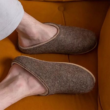 Домашние валенки Step, серо-коричневые (натуральные), размер 35