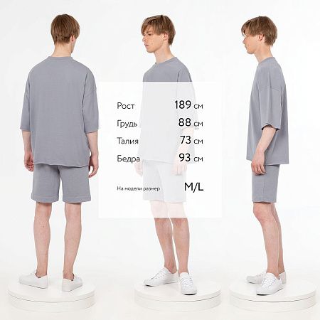 Футболка унисекс оверсайз T1, серая, размер XL/2XL