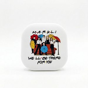 Кабель зарядный выдвижной USB Wingle Print Sample 3-в-1 на Lightning, Micro-USB, Type-C «U50» 2,4 A, Quick Charge с подставкой для телефона, квадратный, белый