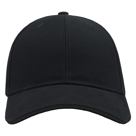 Кепка 6-панельная Greenwich 350, c черным сендвичем, черная