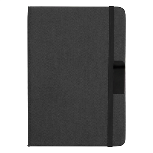 Блокнот А5 Hobard, в твердой обложке c резинкой в линейку, черный