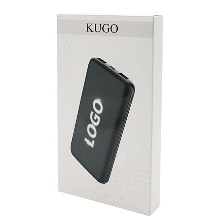 Внешний аккумулятор Kugo, 10000 mAh с подсветкой гравировки, черный