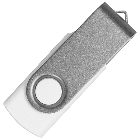 Флеш накопитель USB 2.0 Twister Сolor Mix 16GB, пластик Софт Тач/металл, белый/серебристый