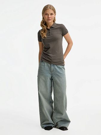 Рубашка поло женская Brandy Women, темно-серая с белым, размер XS