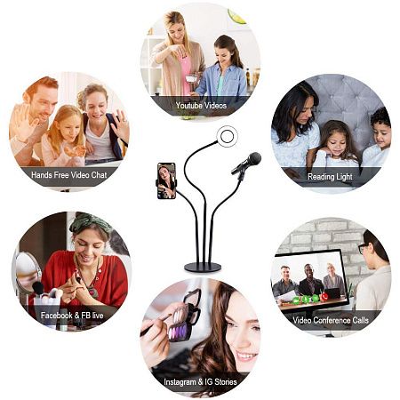 ED лампа Selfie с держателем для мобильного телефона и микрофона