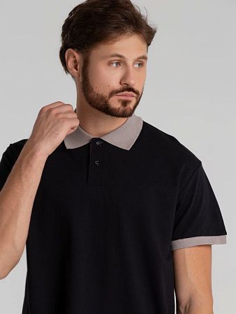 Рубашка поло Prince 190, черная с серым, размер S