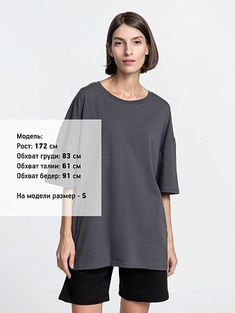 Футболка унисекс оверсайз Crosstown, темно-серая, размер S
