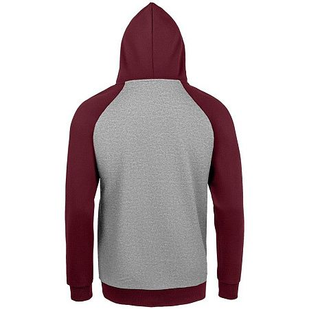 Толстовка унисекс Seattle, серый меланж с бордовым, размер M