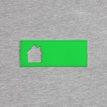 Лейбл из ПВХ с вырубкой «Дом», зеленый неон