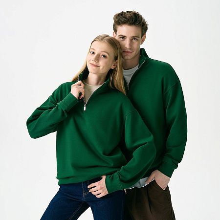 Толстовка на молнии унисекс Флоу (Flow), зеленая, размер 3XL/4XL