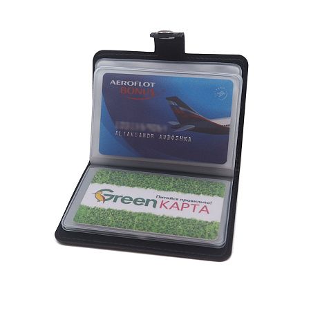 Футляр для визитных/кредитных карт (визитница), кожзаменитель Nebraska (Небраска), черный