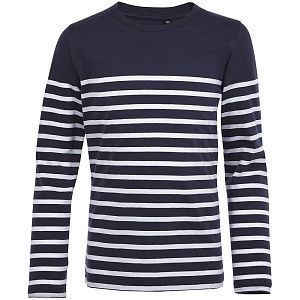 Футболка детская с длинным рукавом Matelot LSL Kids, белая с синим под нанесение