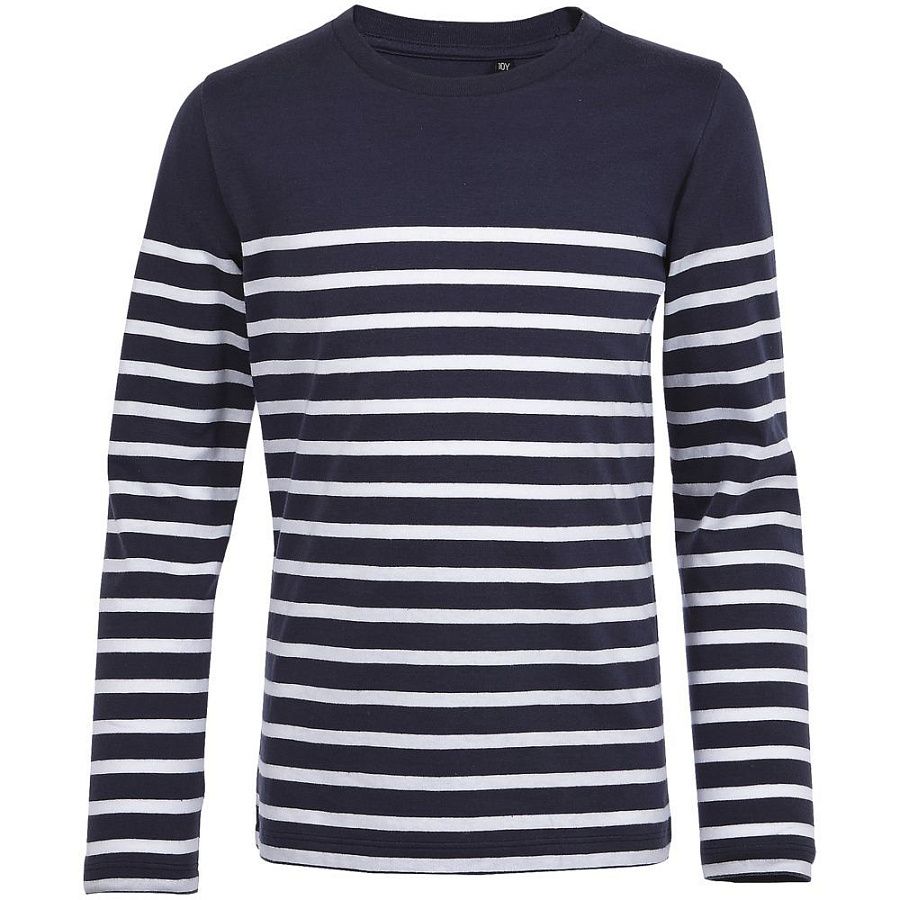 Футболка детская с длинным рукавом Matelot LSL Kids, белая с синим под нанесение