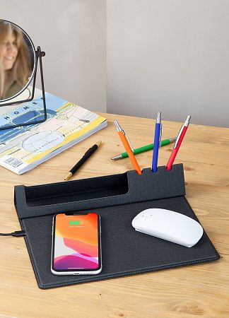 Настольная складная подставка "Cool Desk" с беспроводным (10W) зарядным устройством и ковриком для мыши