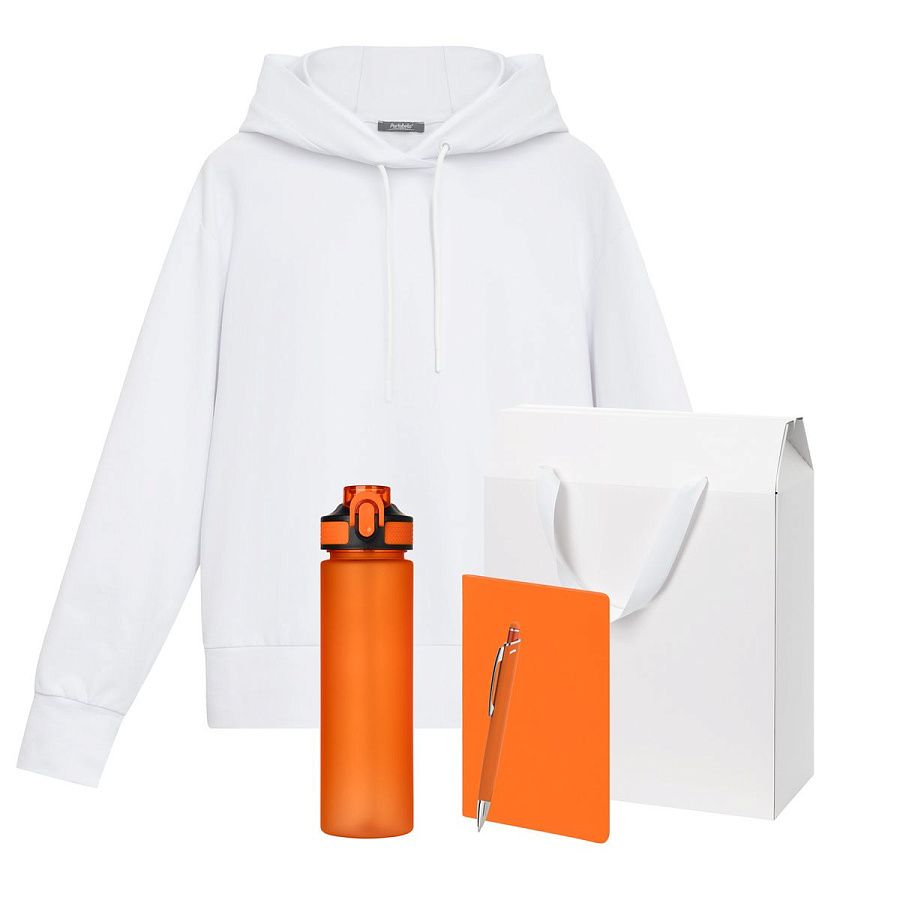 Набор с одеждой ALEX (худи, бутылка, блокнот, ручка), оранжевый, XL