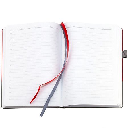 Ежедневник Horizon, недатированный, серый с красным