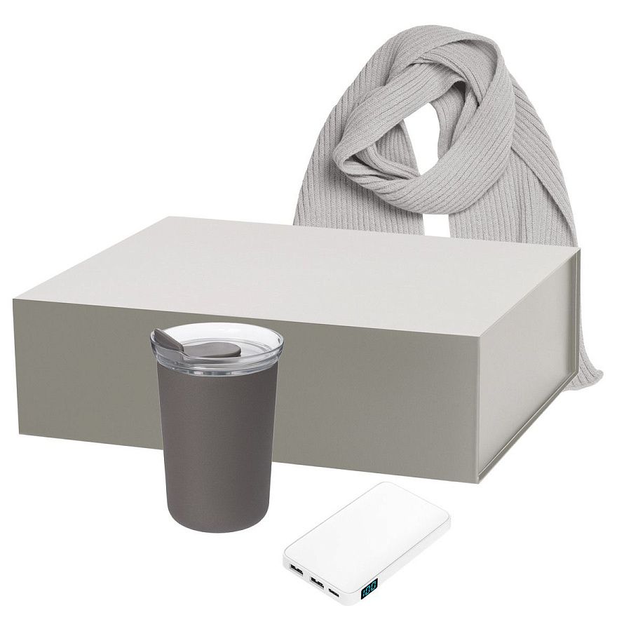 Подарочный набор Страда (Strada), Анкор (Ancor), Форгес (Forges), серый (термокружка, аккумулятор, шарф)