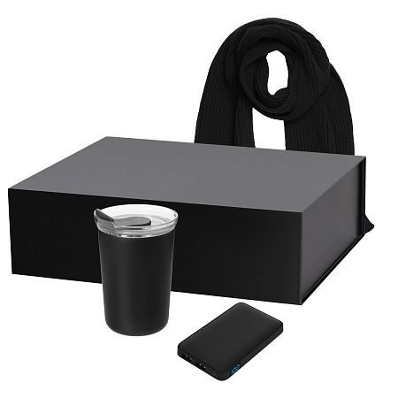 Подарочный набор Страда (Strada), Анкор (Ancor), Форгес (Forges), черный (термокружка, аккумулятор, шарф)