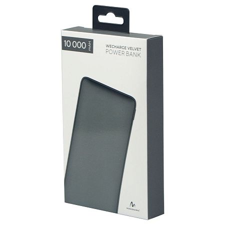 Внешний аккумулятор (powerbank) «WeCharge Velvet», 10 000 mAH, 5V -2A , c цифровым дисплеем для контроля заряда, серый