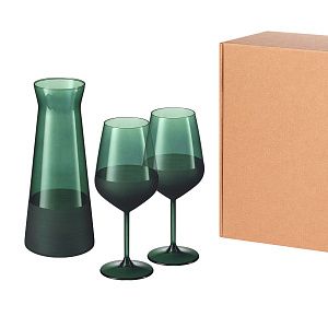 Подарочный набор декантер + 2 бокала для вина Эмеральд (Emerald), зеленый