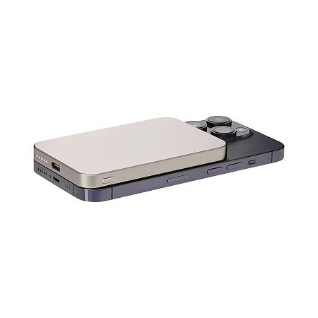 Внешний аккумулятор Артекс PD (Artex PD) 5000mAh с функцией беспроводной зарядки 15W, титановый