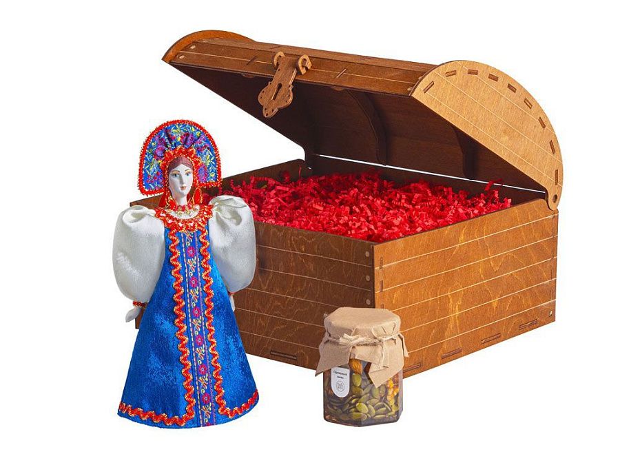 Подарочный набор: кукла фарфоровая, мёд с миксом из орехов
