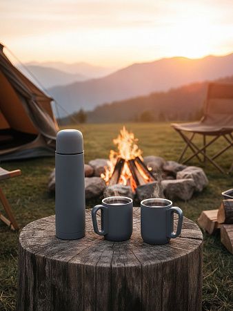 Набор "Гейзер" (термос, 2 кружки), покрытие soft touch