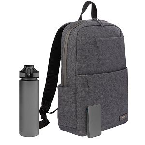 Подарочный набор Forst, серый (бутылка, ЗУ, рюкзак)