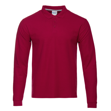 Рубашка поло мужская STAN длинный рукав хлопок/полиэстер 185, 104S, Бордовый,  (66)  (48/M)