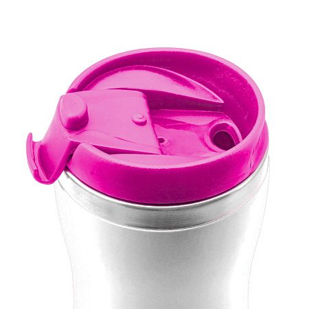 Термокружка SLIM WHITE 350мл. Белая с розовой крышкой 6032.10