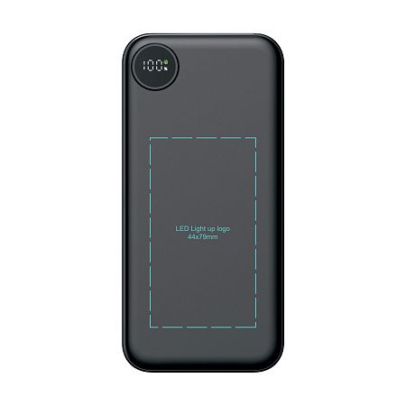 Зарядное устройство "Форт" 10000 mAh с подсветкой логотипа, встроенными кабелями и цифровым индикатором заряда