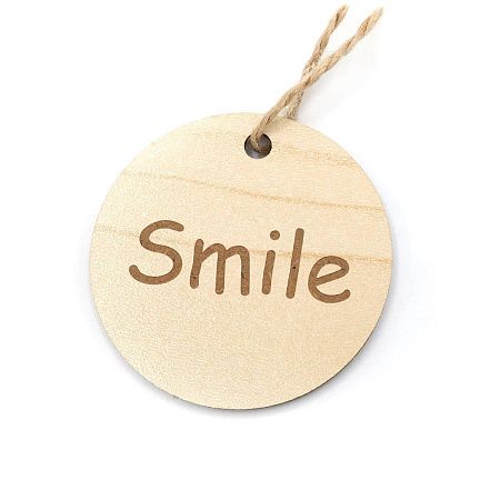 Бирка из ламинированного ХДФ на верёвке, Круглая