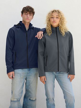 Куртка софтшелл с капюшоном мужская Race Men, темно-синяя, размер 4XL