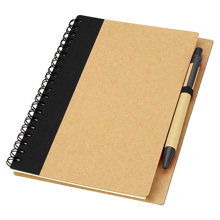 Блокнот B6 Easy Way, на пружине, в твердой обложке, c ручкой, черный