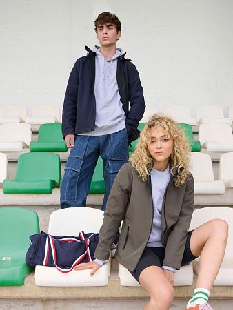 Куртка софтшелл с капюшоном мужская Race Men, темно-синяя, размер S