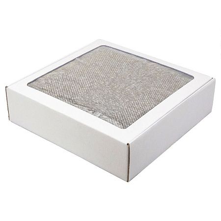 Плед акриловый Super Soft Nature размер 120*160 см, серый, плотность 450гр/м2,  в подарочной белой крафтовой коробке с окошком