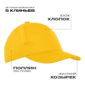 Детская бейсболка STAN 5 клиньев хлопок 150, 10J